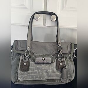 Coach Two-Tone Gray Leather Satchel 18282